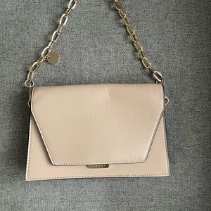 Aldo Beige Crossbody Bag with Gold Chain